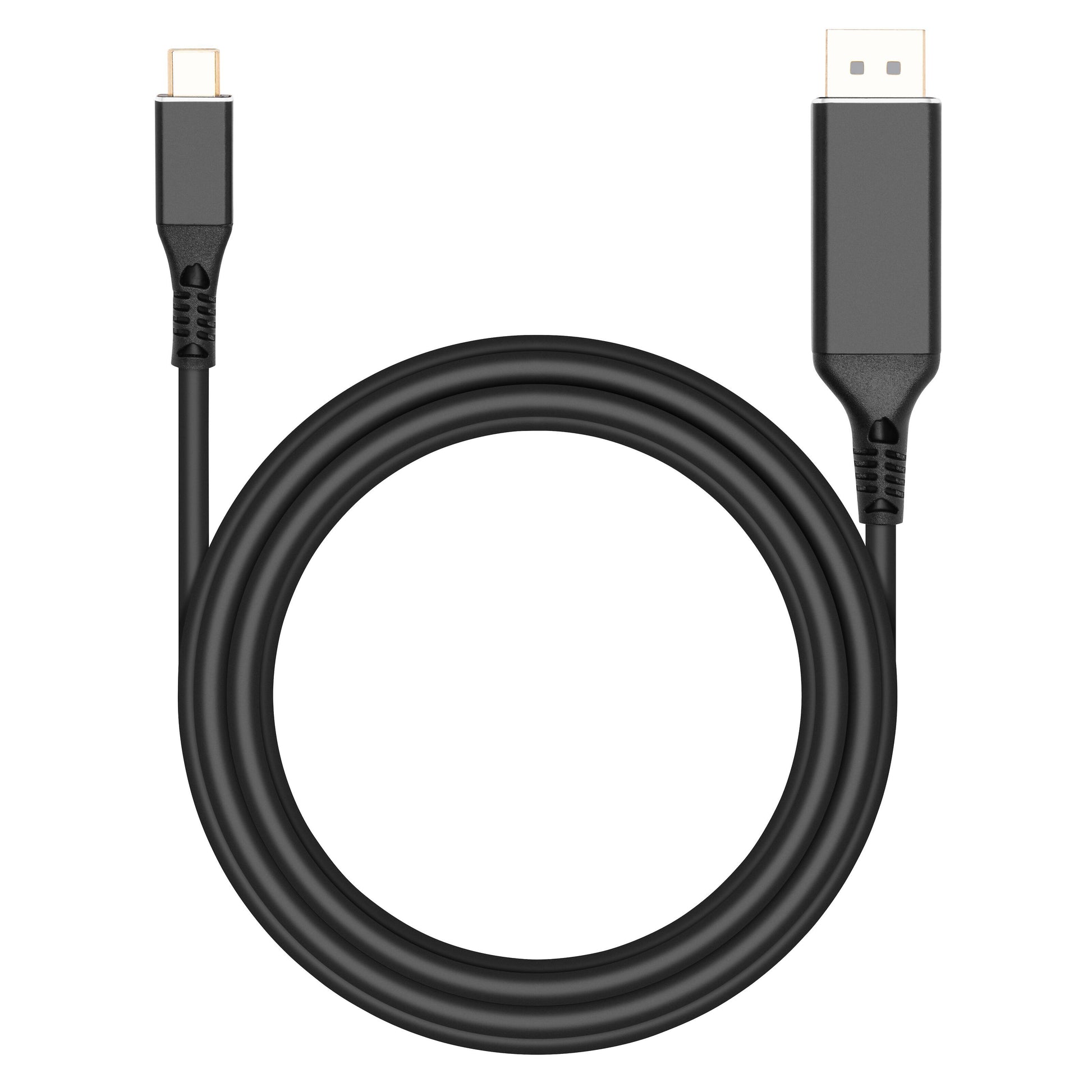 Luxorparts USB-C til DisplayPort kabel 2 m sort, USB-C og DisplayPort stik, understøtter 4K 60 Hz via DP Alt Mode.