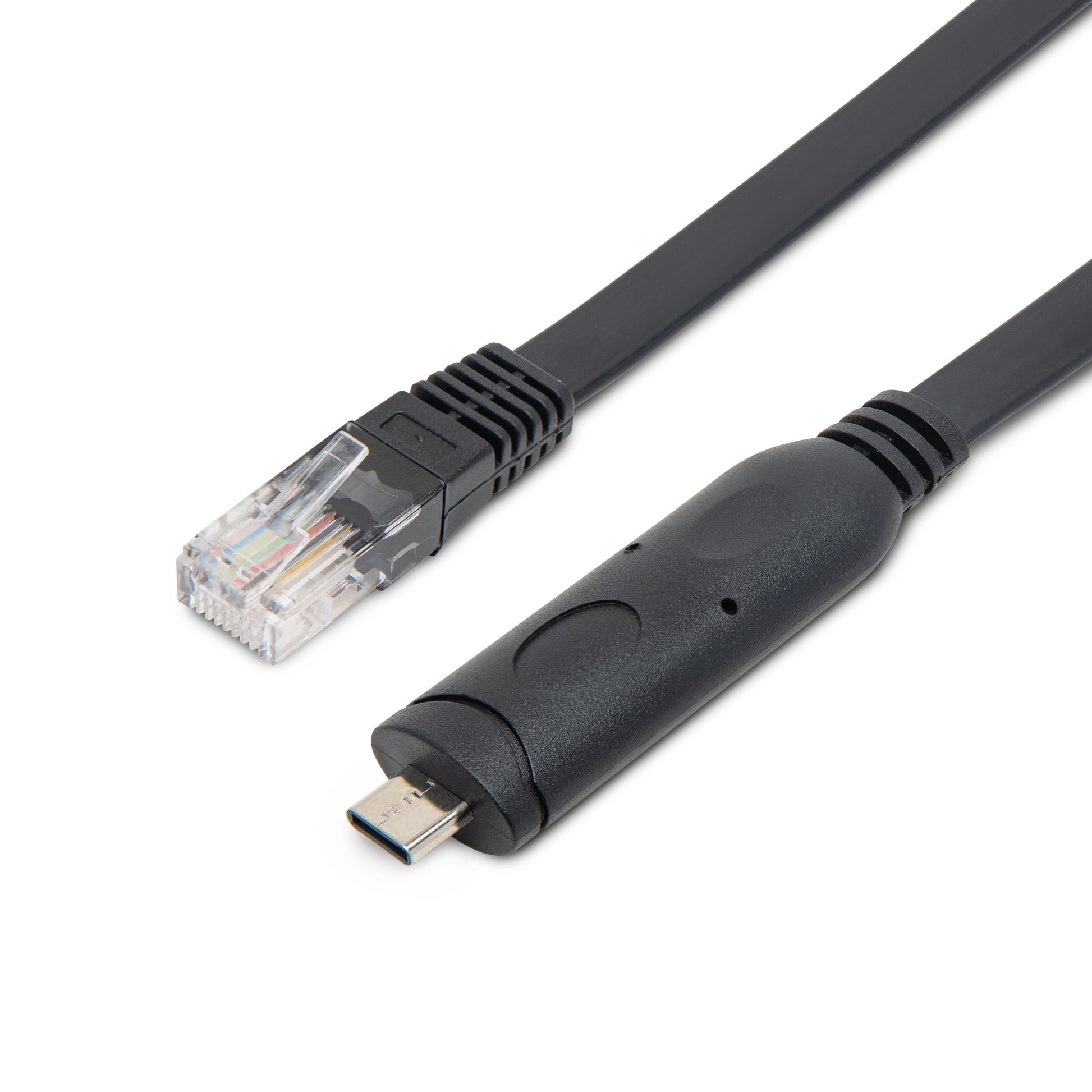 Luxorparts Konsolkabel USB-C sort kabel med RJ45 Ethernet og micro-USB stik, USB-C konsolkabel til netværksenheder.