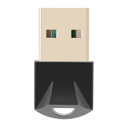 Bluetooth-adapter 5.0 v.2 CB227 USB-dongle med guldfarvet stik og sort base.