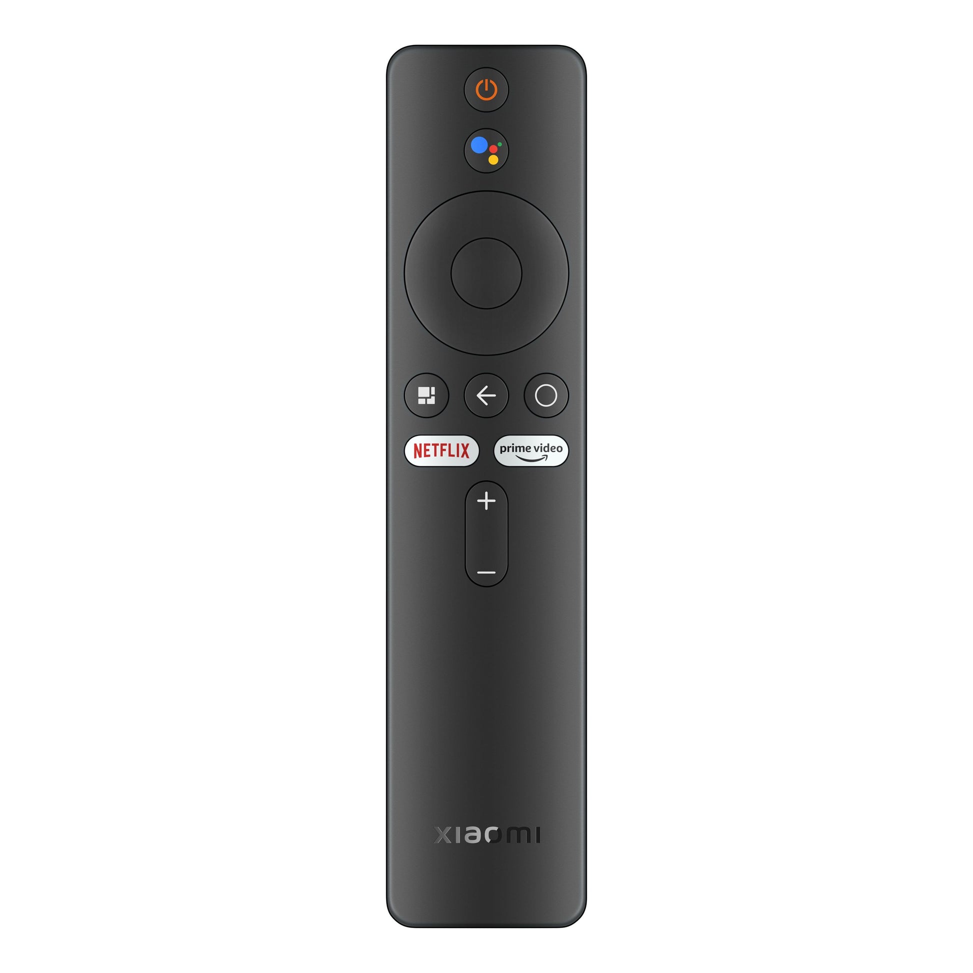 Xiaomi fjernbetjening sort til Mi TV Stick, Android, strøm, stemmeassistent, navigation, lydstyrke, Netflix/Prime Video knapper.
