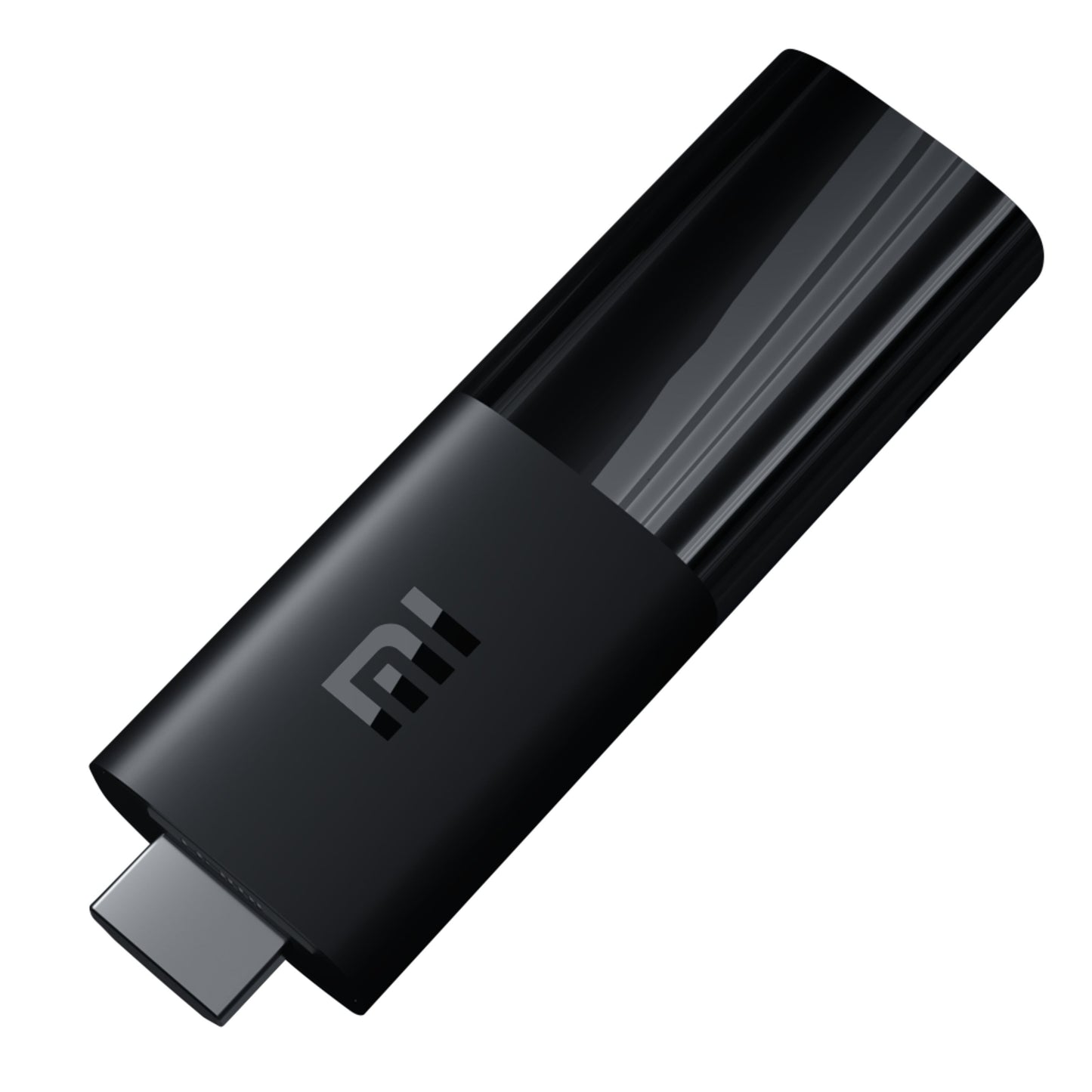 Xiaomi Mi TV Stick med Android, sort, Mi logo og USB-C stik.