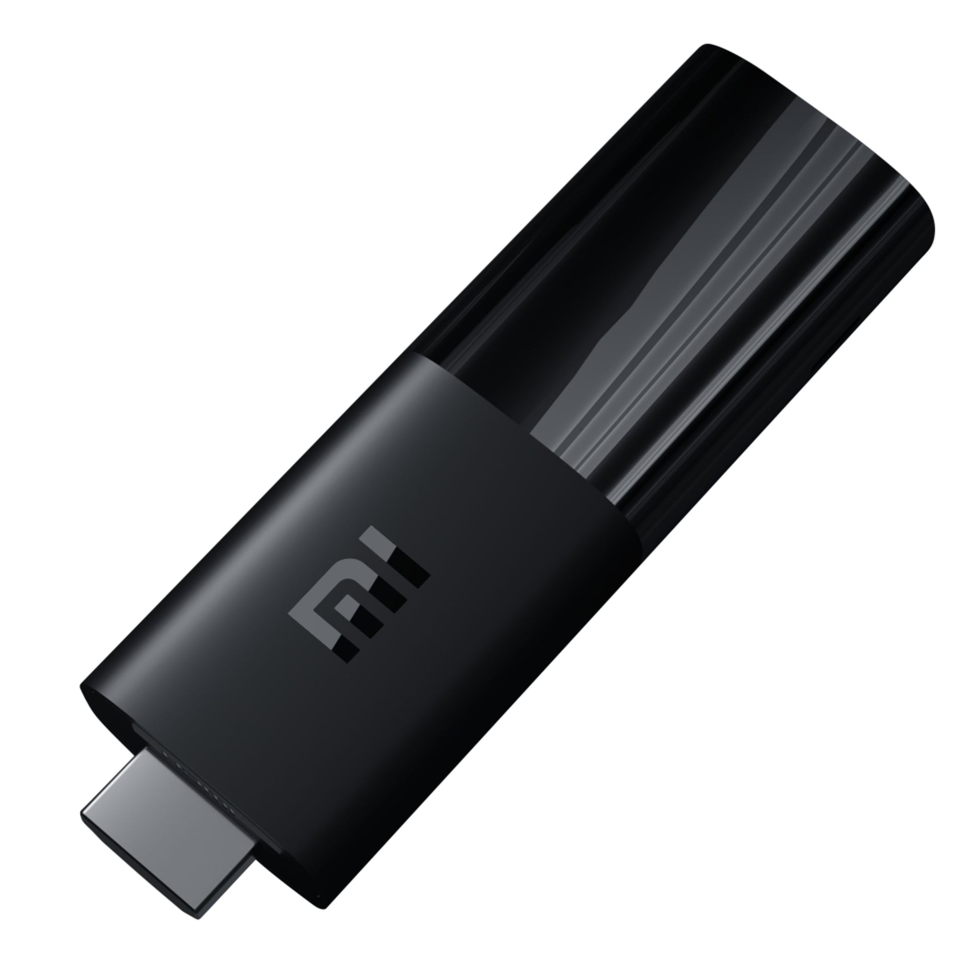 Xiaomi Mi TV Stick med Android, sort, Mi logo og USB-C stik.