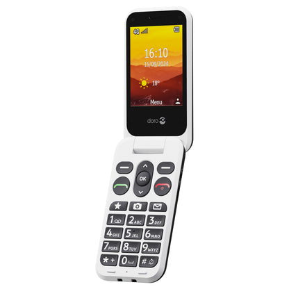 Doro Leva L21 mobiltelefon 4G, farveskærm med tid-dato-vejr, store tydelige taster, sort.
