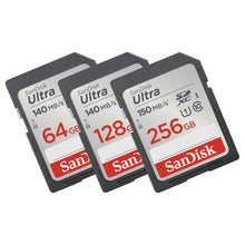 SanDisk Ultra SD-kort 32GB SDHC Class 10 UHS-1, op til 150MB/s, rød SanDisk-logo nederst.