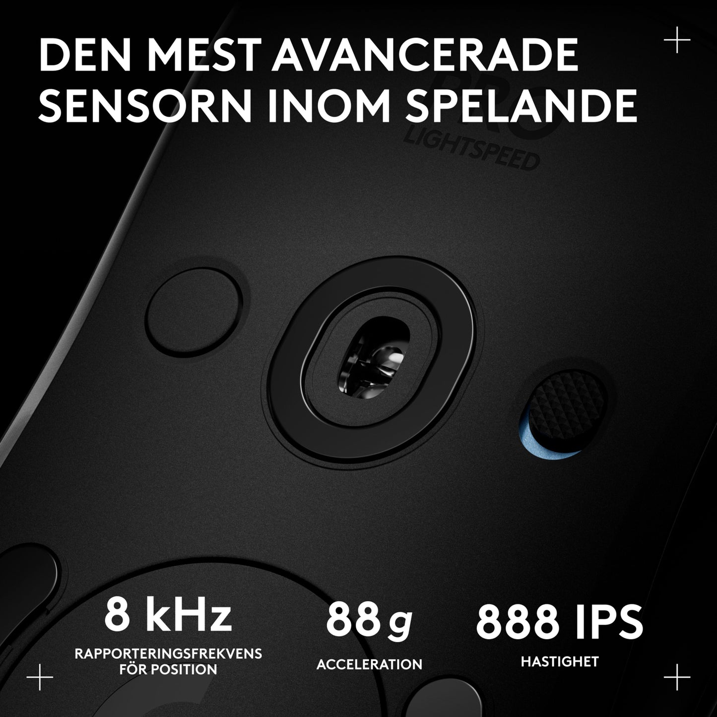 Logitech G Pro 2 trådløs gamingmus, sort, avanceret sensor, Lightspeed-teknologi, 8 kHz pollingfrekvens, 88 g acceleration, 888 IPS.