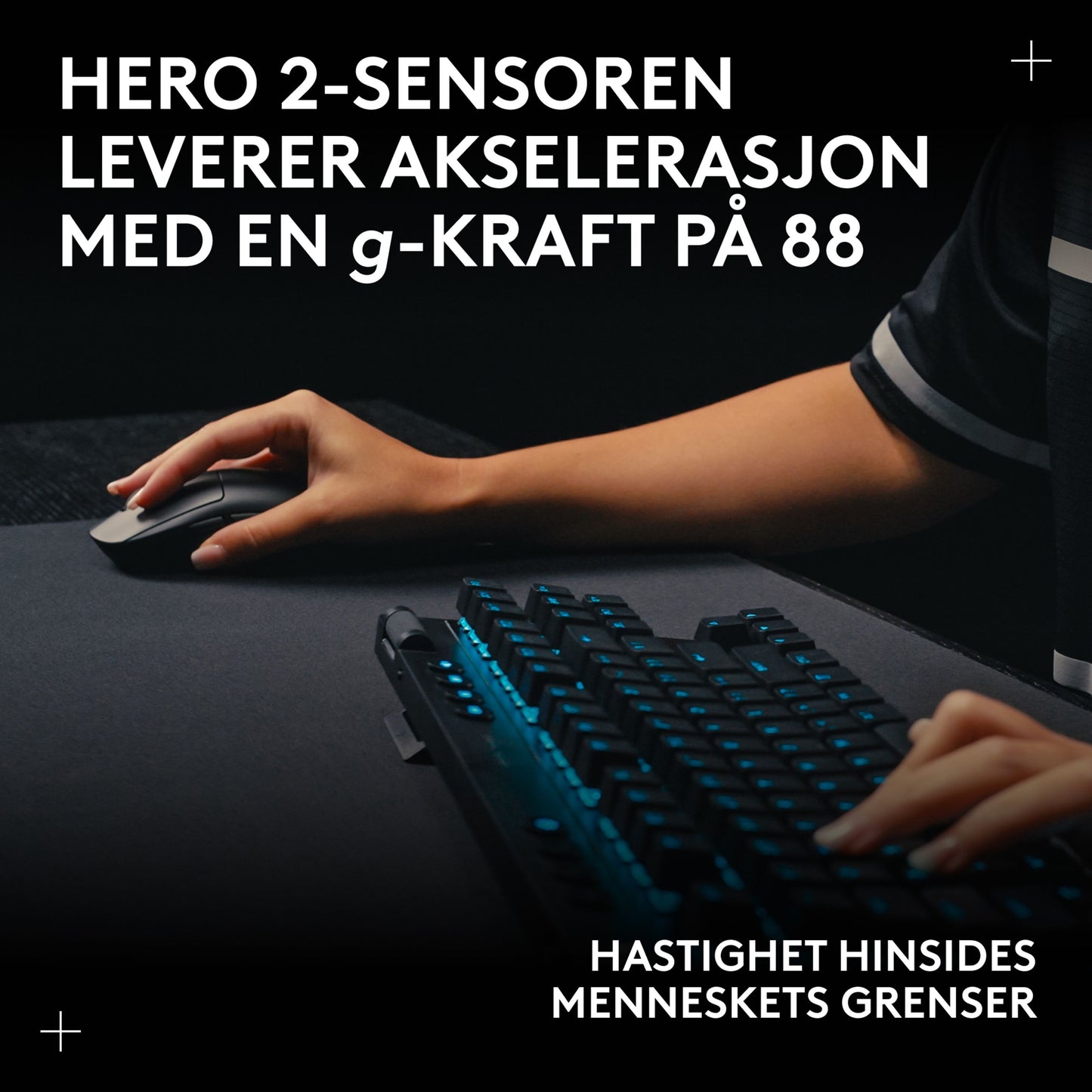 Logitech G Pro 2 trådløs gaming-mus hvid, HERO 2-sensor, 88g acceleration, Lightspeed-tilslutning, norsk tekst.