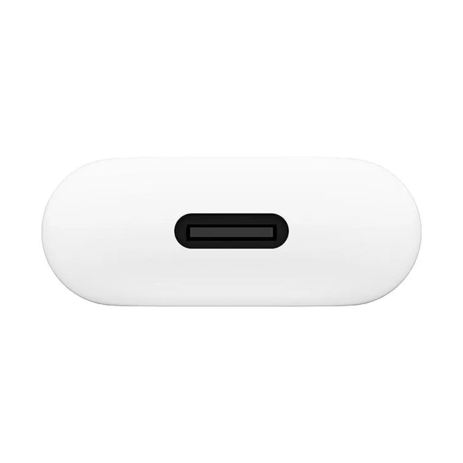 Twelve South AirFly Pro 2 hvid, oval Bluetooth-sender og -modtager med centreret USB-C-port.