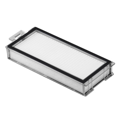 Roborock HEPA-filter 2-pak til Q7 Max robotstøvsuger, rektangulære filtre med sorte rammer og hvide folde.