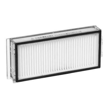 Roborock HEPA-filter 2-pak Q7 Max, rektangulært hvidt plisseret filter, sort skumtætning, klar plast-ramme.