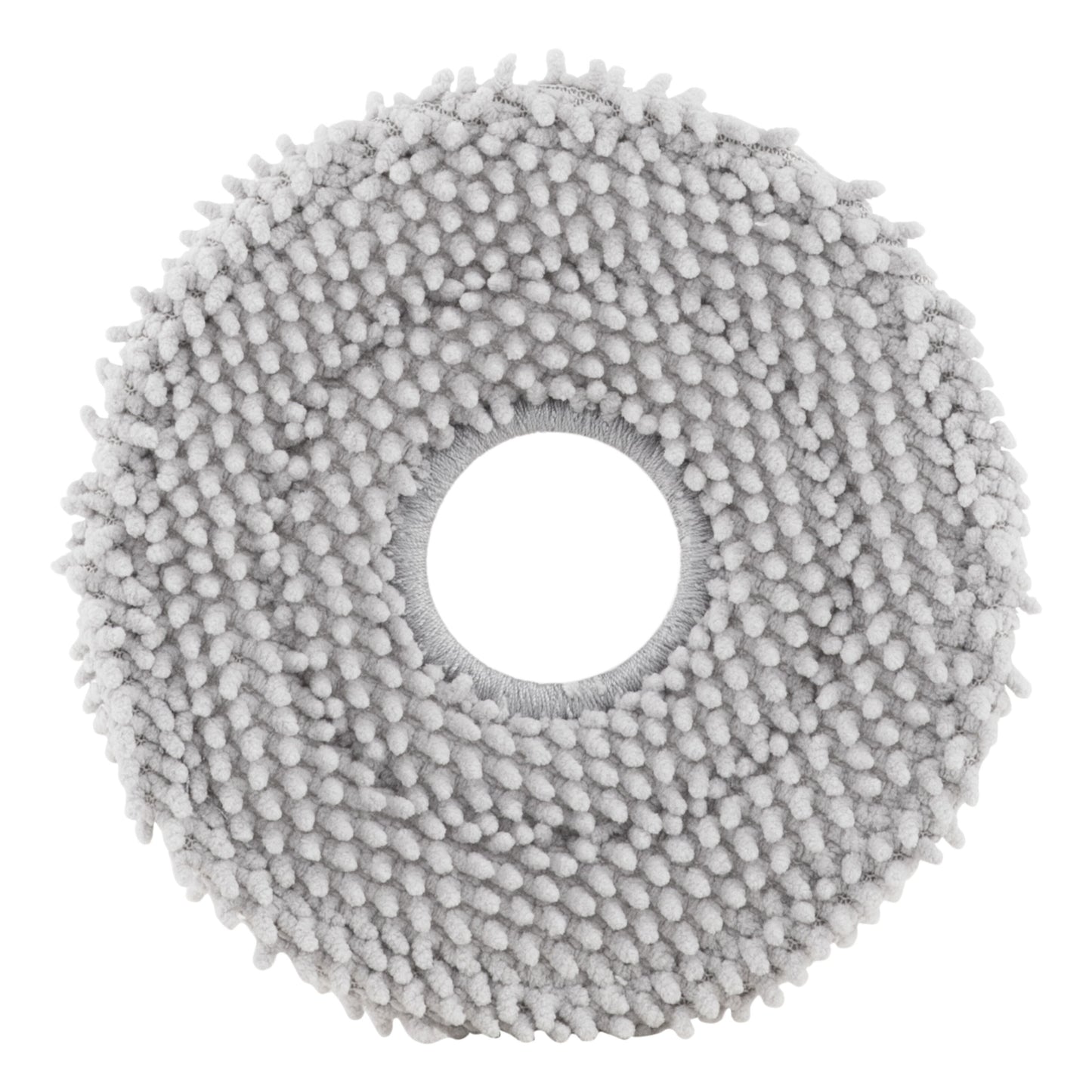Roborock Qrevo moppepude, rund, lysegrå, centerhul, tykke chenille-løkker, 4-pak.