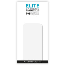 Elite Extreme skærmbeskyttelse til iPhone 16 Pro Max 6.9" 2024, 3 kameraer, 9H hærdet glas, blå/sort emballage.