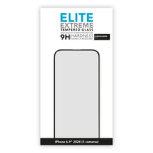 Linocell Elite Extreme Curved Skærmbeskyttelse til iPhone 16 Pro Max, 9H glas, buede kanter, omrids af skærm på æsken.