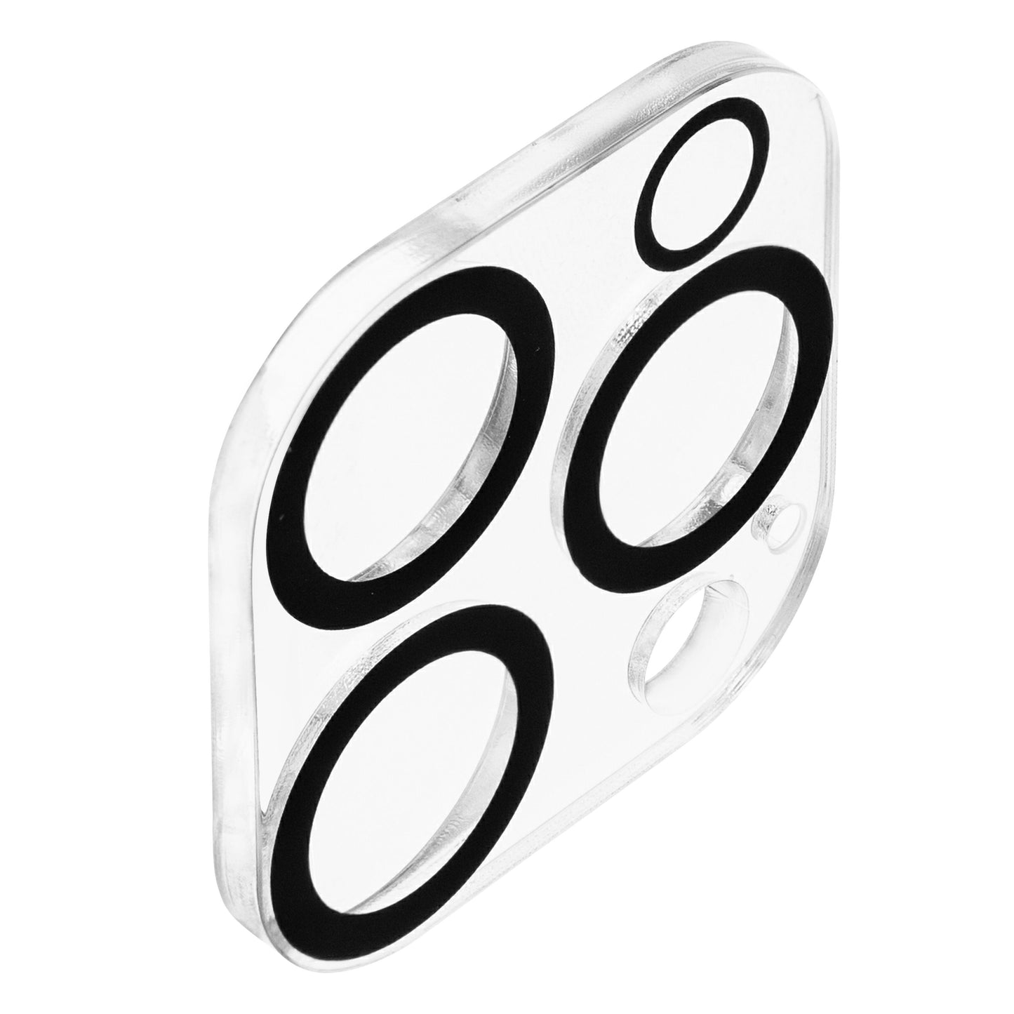 Transparent firkantet hærdet glas kamerabeskyttelse til iPhone 16 Pro/Pro Max med afrundede hjørner og 5 udskæringer.