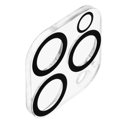 Transparent firkantet hærdet glas kamerabeskyttelse til iPhone 16 Pro/Pro Max med afrundede hjørner og 5 udskæringer.
