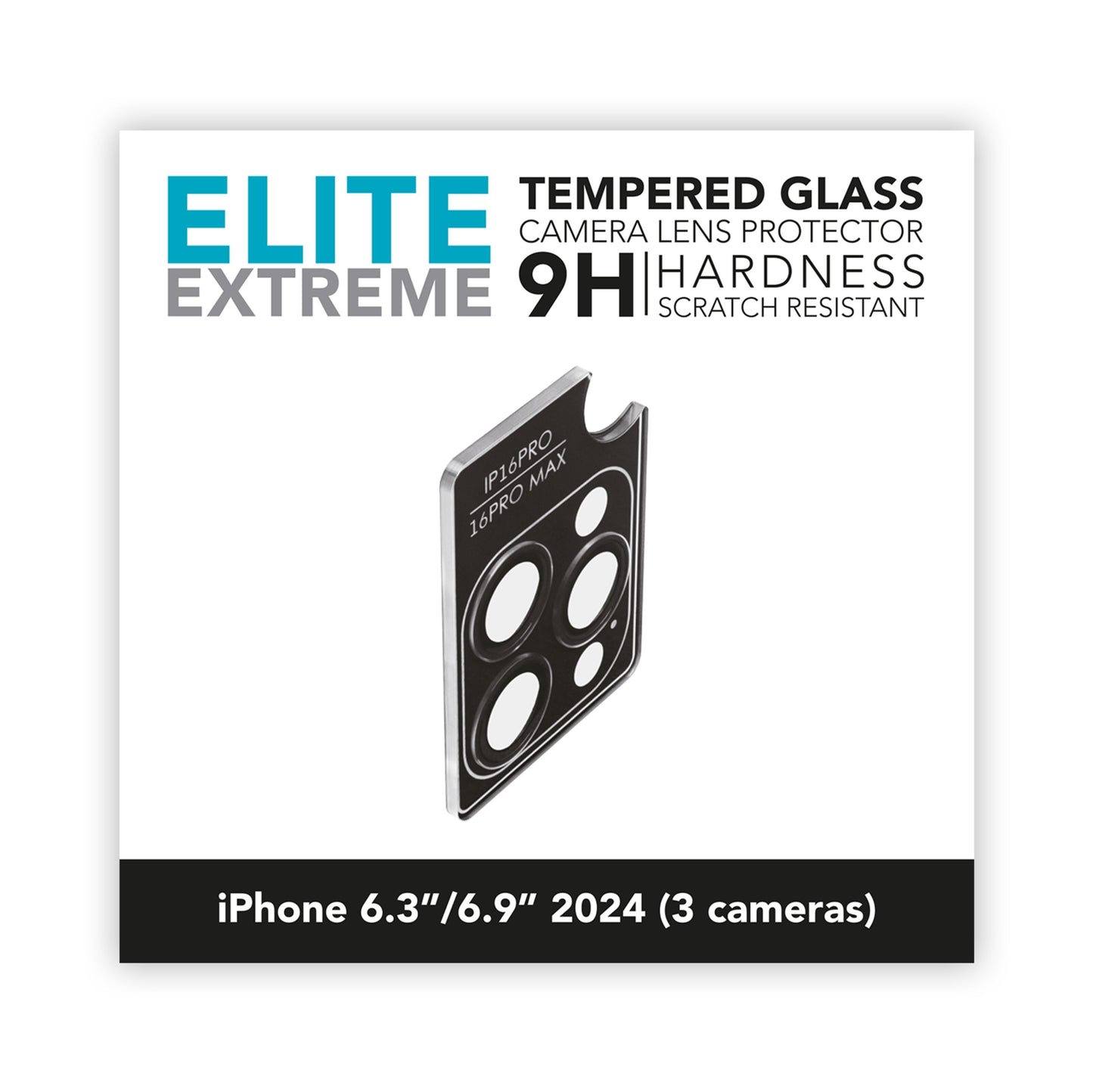 Beskyttelse til iPhone 16 Pro/16 Pro Max kameralinse, 9H hærdet glas, ridsefast, passer til modeller med tre kameraer.