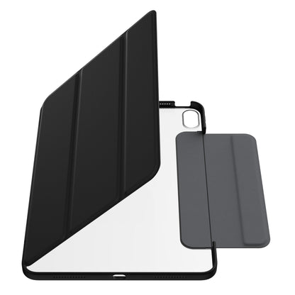Otterbox Symmetry Folio iPad Air 11" 2024 sort stødsikkert etui, foldbart frontcover, gennemsigtig bagside, grå inderside, kameralook.