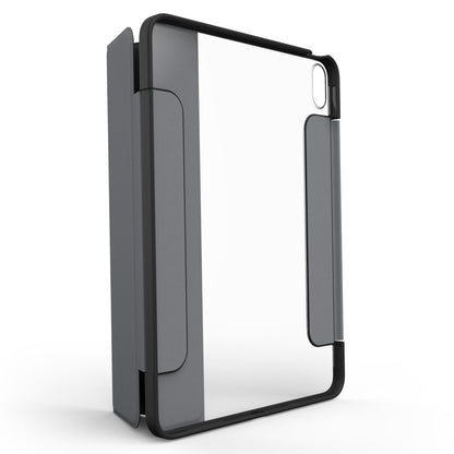 Otterbox Symmetry Folio til iPad Air 11" 2024 transparent cover med sort ramme, gråt låg, stødsikker, præcise udskæringer.