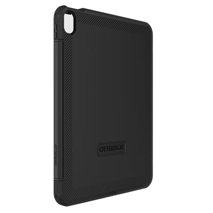 Sort Otterbox beskyttelsesetui til iPad Air 11" med tekstureret greb, udskæringer til kamera/knapper og logo på bagsiden.