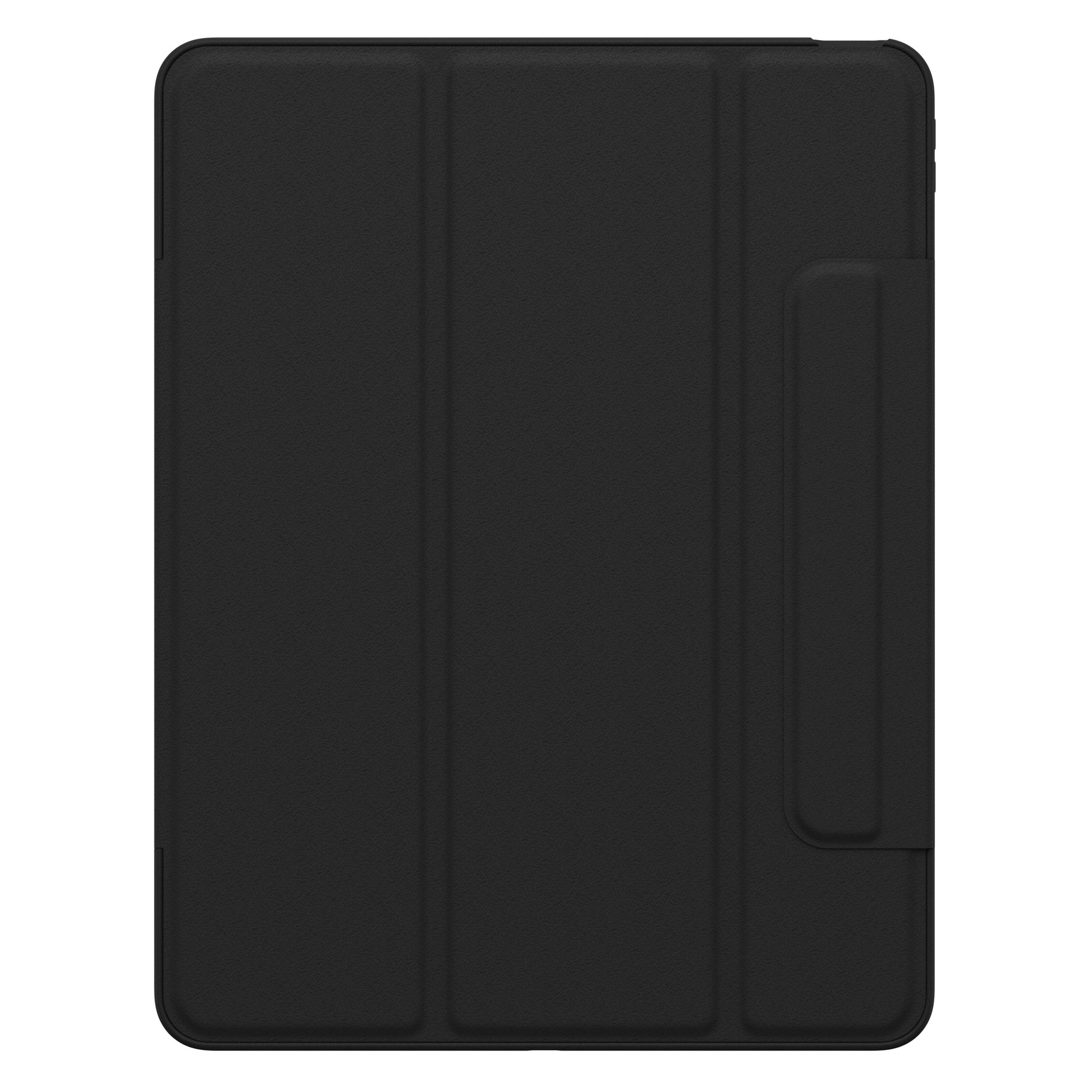 Otterbox Symmetry Folio iPad Air 13" 2024 sort tri-fold cover, indbygget højre holder, beskyttelse.