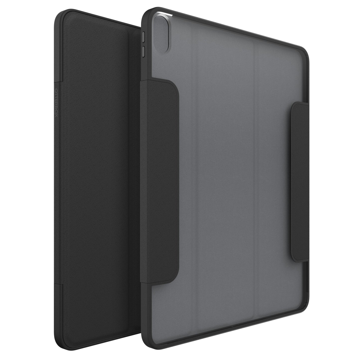 Otterbox Symmetry Folio iPad Air 13" 2024 sort, slankt cover med foldbar front, gennemsigtig bagside, kamerahul, magnetlukning.