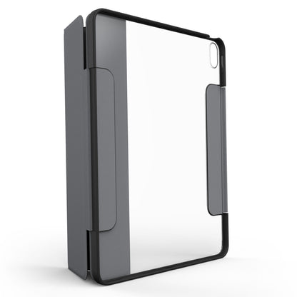 Otterbox Symmetry Folio iPad Air 13" (2024) gennemsigtigt cover, sort kant, grå foldbar front, stativfunktion.