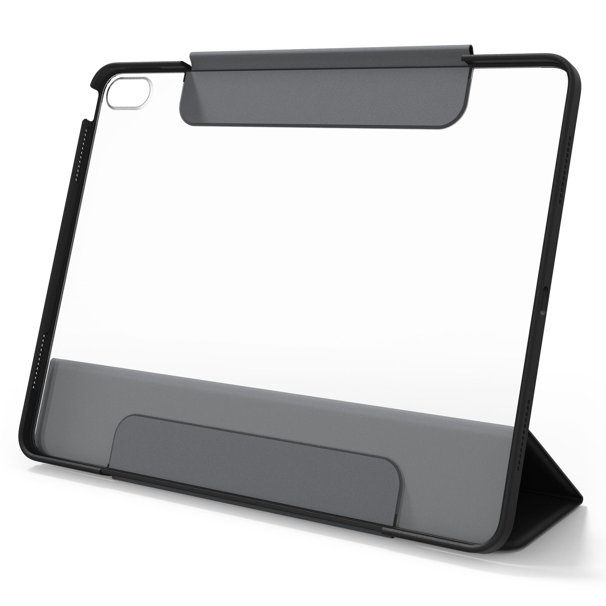 Otterbox Symmetry Folio iPad Air 13" 2024, sort/grå, gennemsigtig bagside, foldbart cover med støttefunktion.