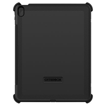 Otterbox Forsvarer etui til iPad Air 13" 2024 sort, bagside med glat center, teksturerede kanter, kamerahul, logo nederst.
