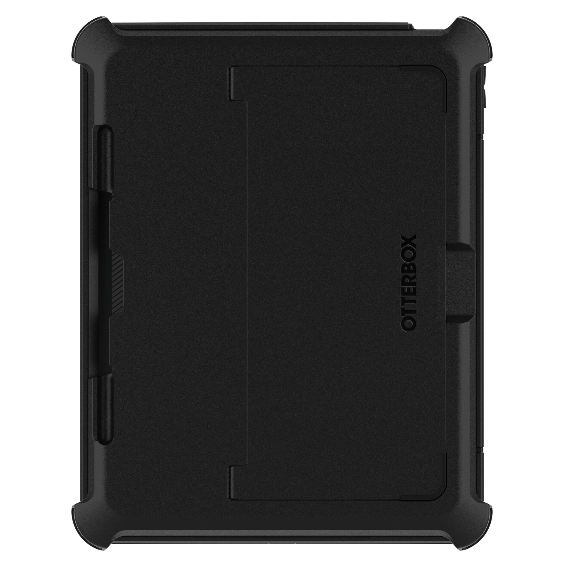 Otterbox Defender etui til iPad Air 13" 2024 med forstærkede hjørner, integreret stativ og Otterbox-logo på stativet.