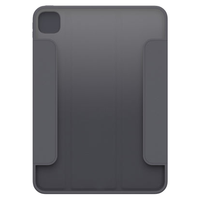 Otterbox Symmetry Folio Etui til iPad Pro 11", mørkegrå, afrundede kanter, kamerahul øverst til venstre, to sideflapper.