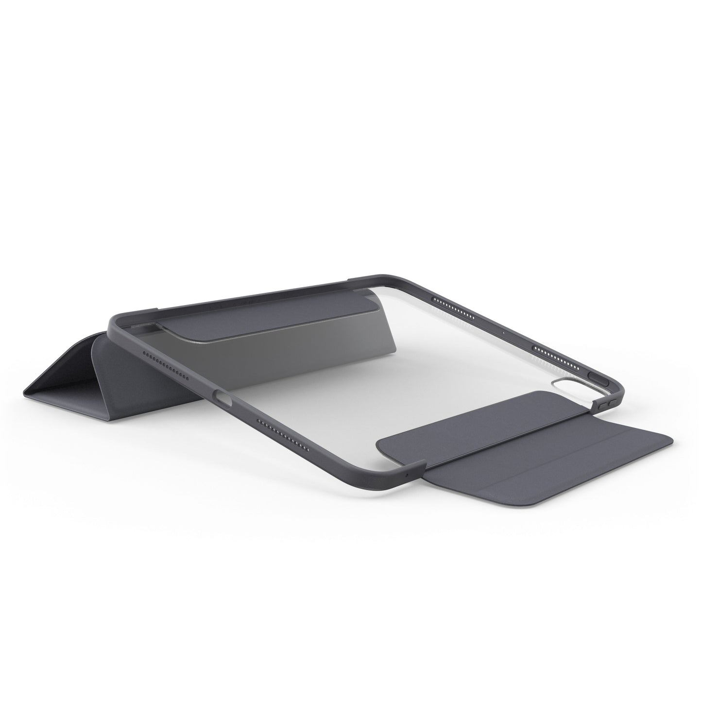 Mørkegrå foldbar tabletstander med rektangulær ramme og riller til Otterbox Symmetry Folio Etui iPad Pro 11.
