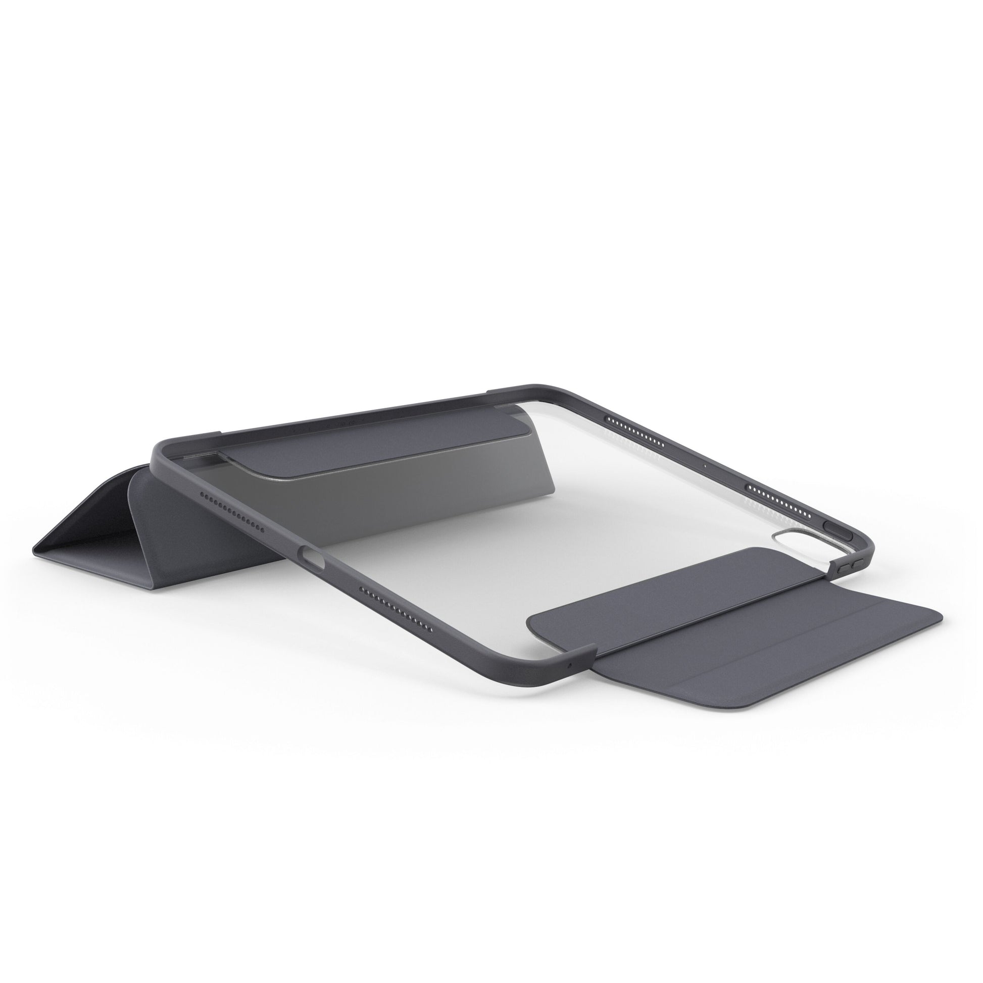 Mørkegrå foldbar tabletstander med rektangulær ramme og riller til Otterbox Symmetry Folio Etui iPad Pro 11.