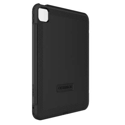 Otterbox sort beskyttelsesetui til iPad Pro 11 med teksturerede kanter, hjørne-kameraudskæring og Otterbox-logo bagpå.