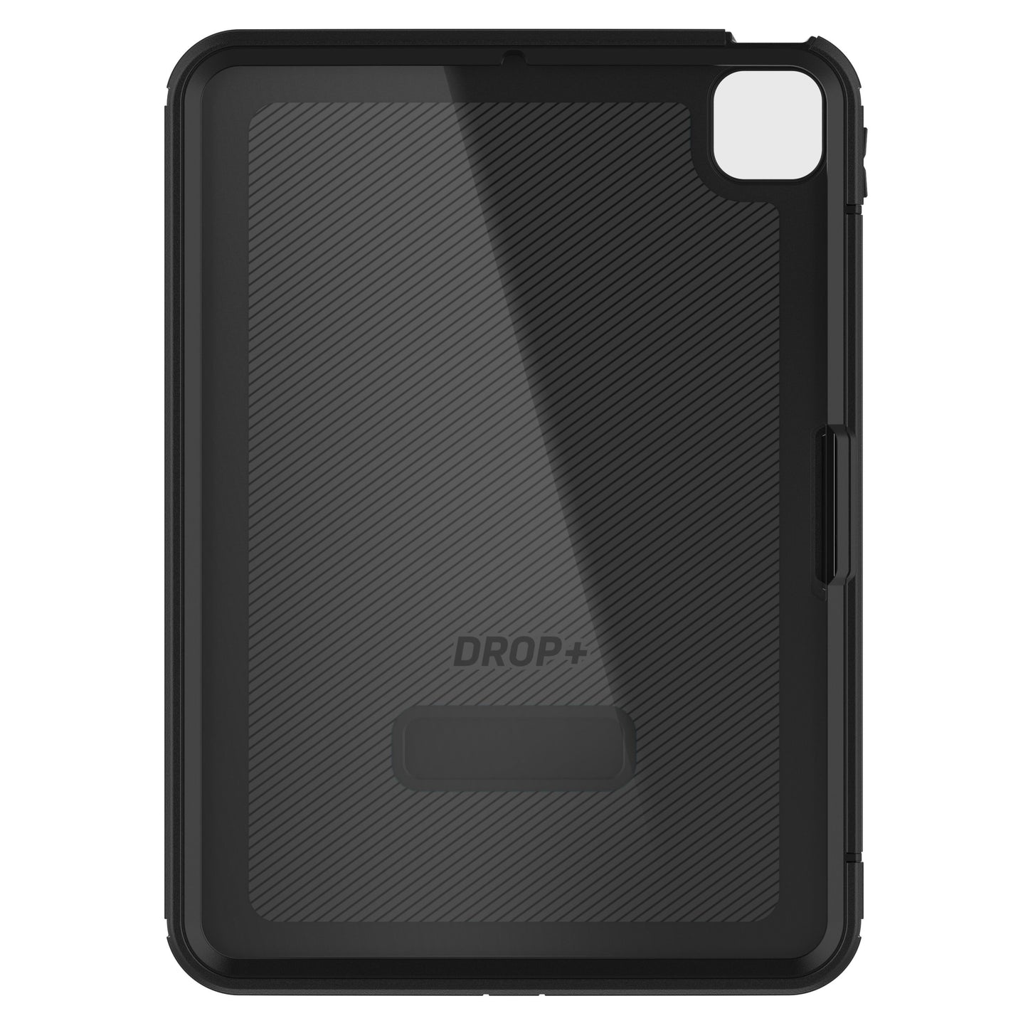 Otterbox iPad Pro 11 beskyttelsesetui sort med tekstureret bagside, forstærkede hjørner, DROP+ logo og 3-lags beskyttelse.