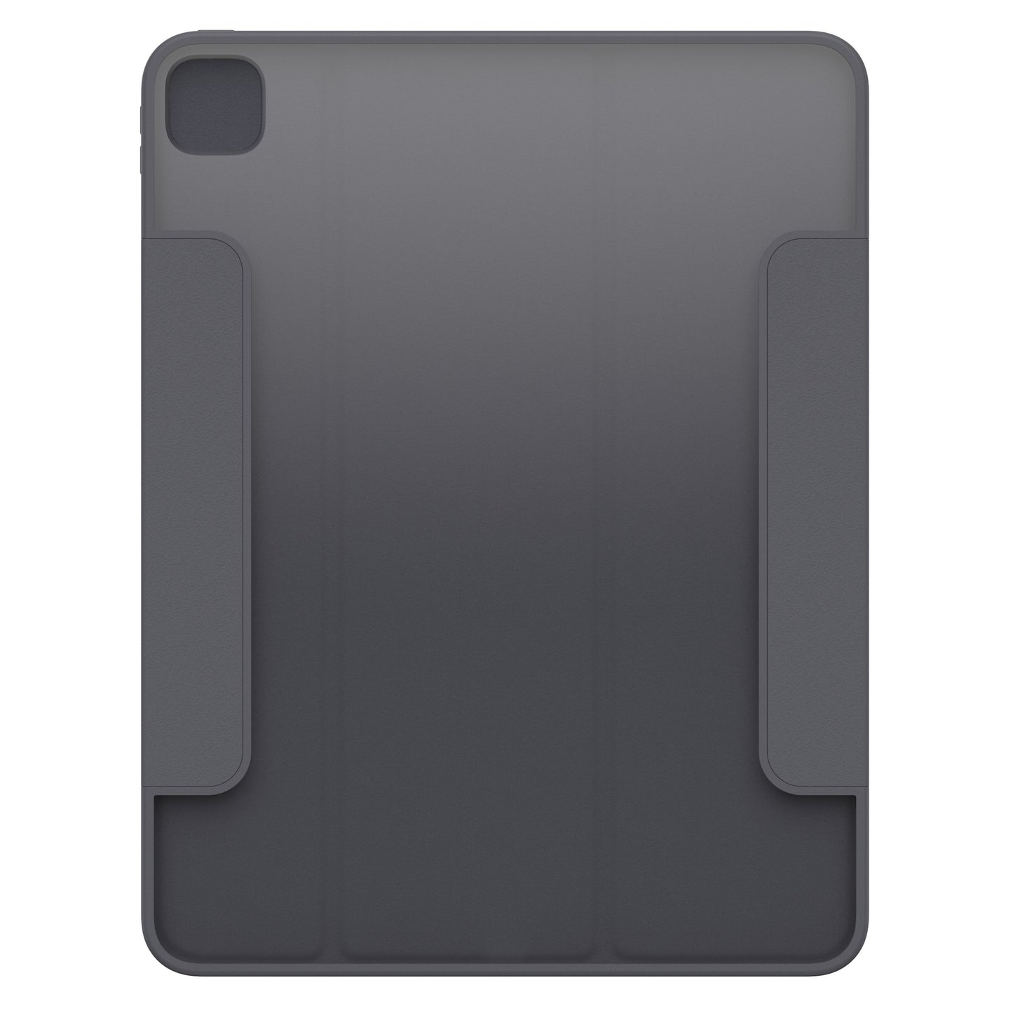 Otterbox Symmetry Folio etui til iPad Pro 13" (M4, 2024), mørkegrå med glat overflade, to sideflapper, kamerahul øverst til venstre.