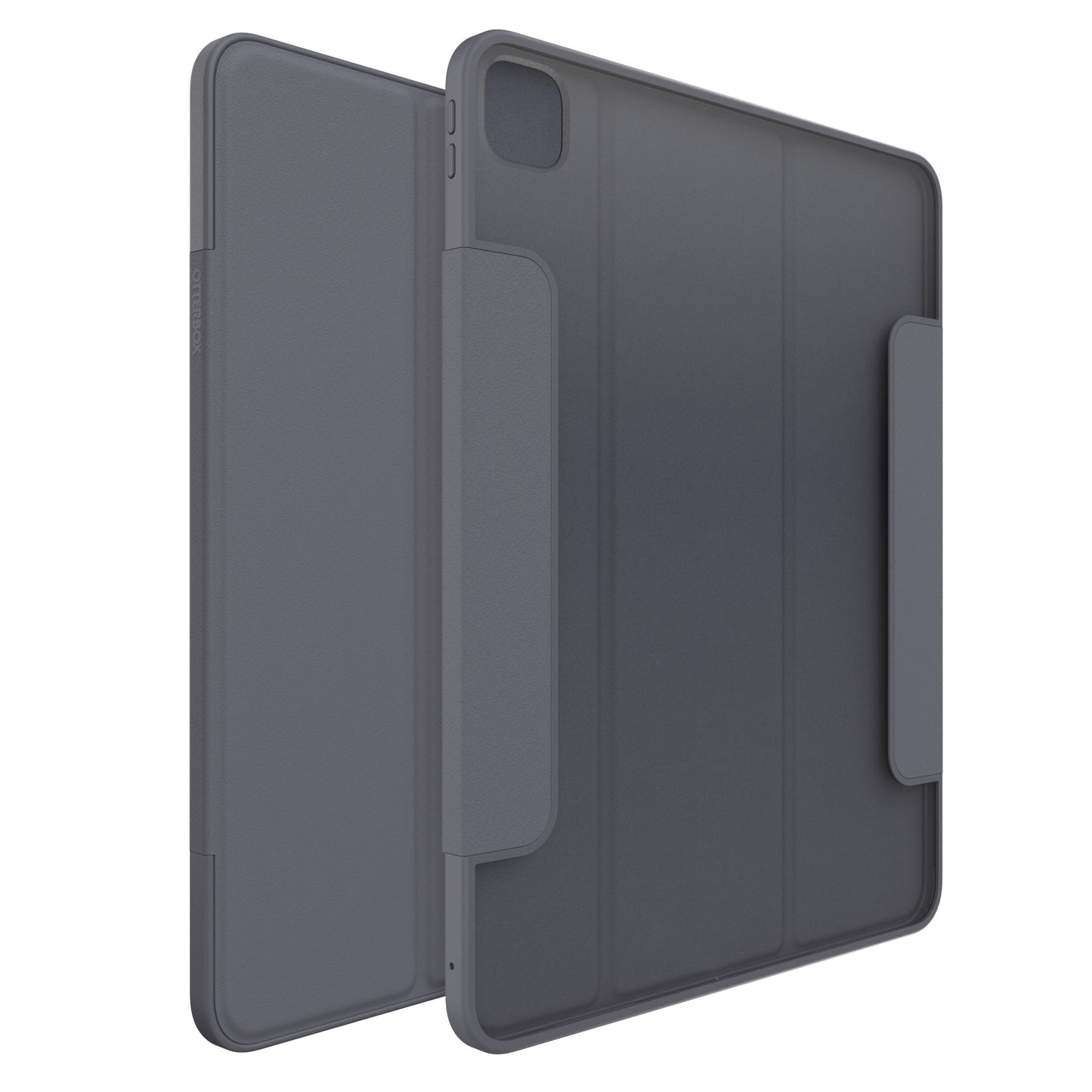 Otterbox Symmetry Folio ogui iPad Pro 13" (M4 2024) mørkegrå stødsikkert cover foldbar front solid bagside stylus-holder.