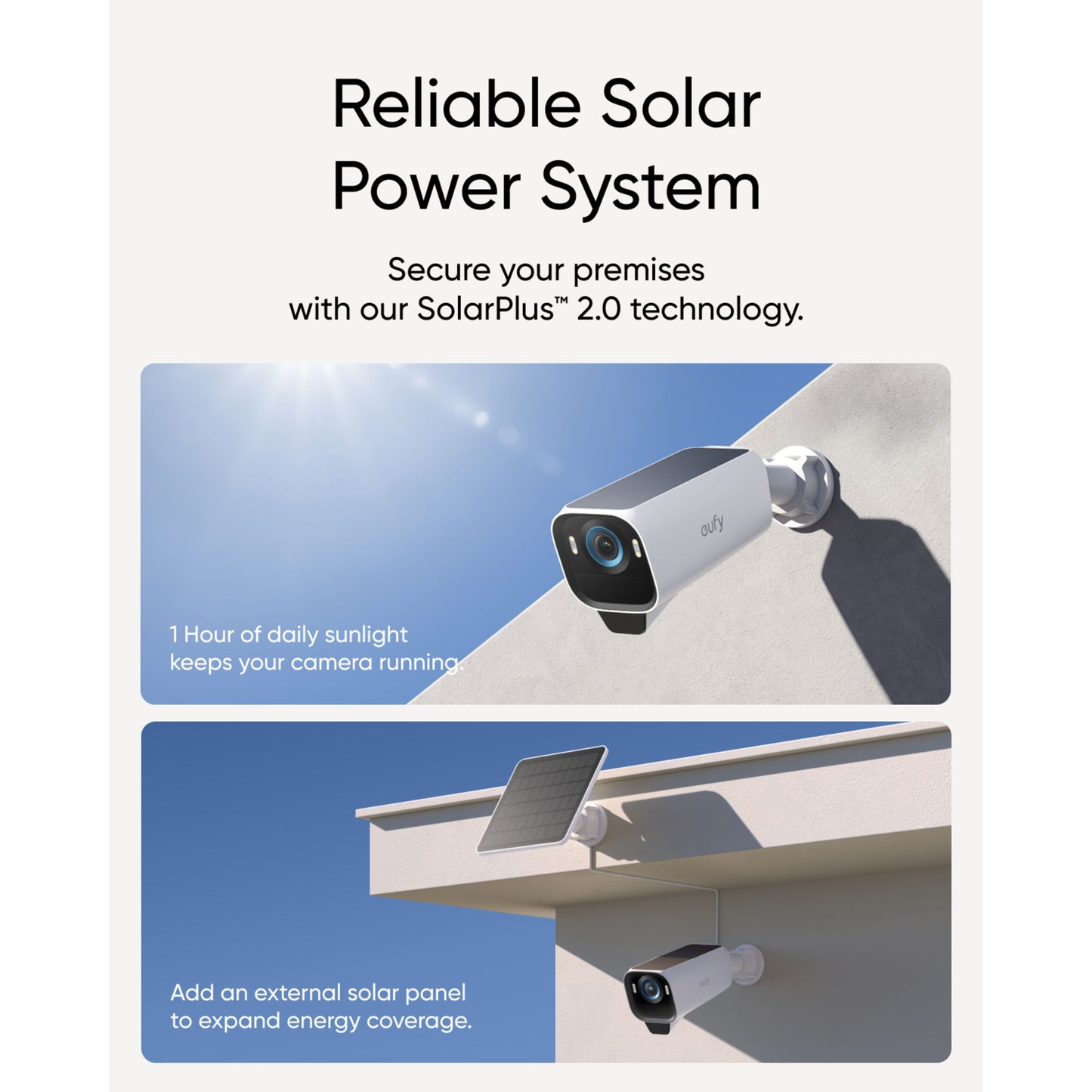 EufyCam S3 Pro solpanel ekstra kamera 1-pak, udendørs montering, SolarPlus 2.0, 4K-opløsning, lang driftstid.