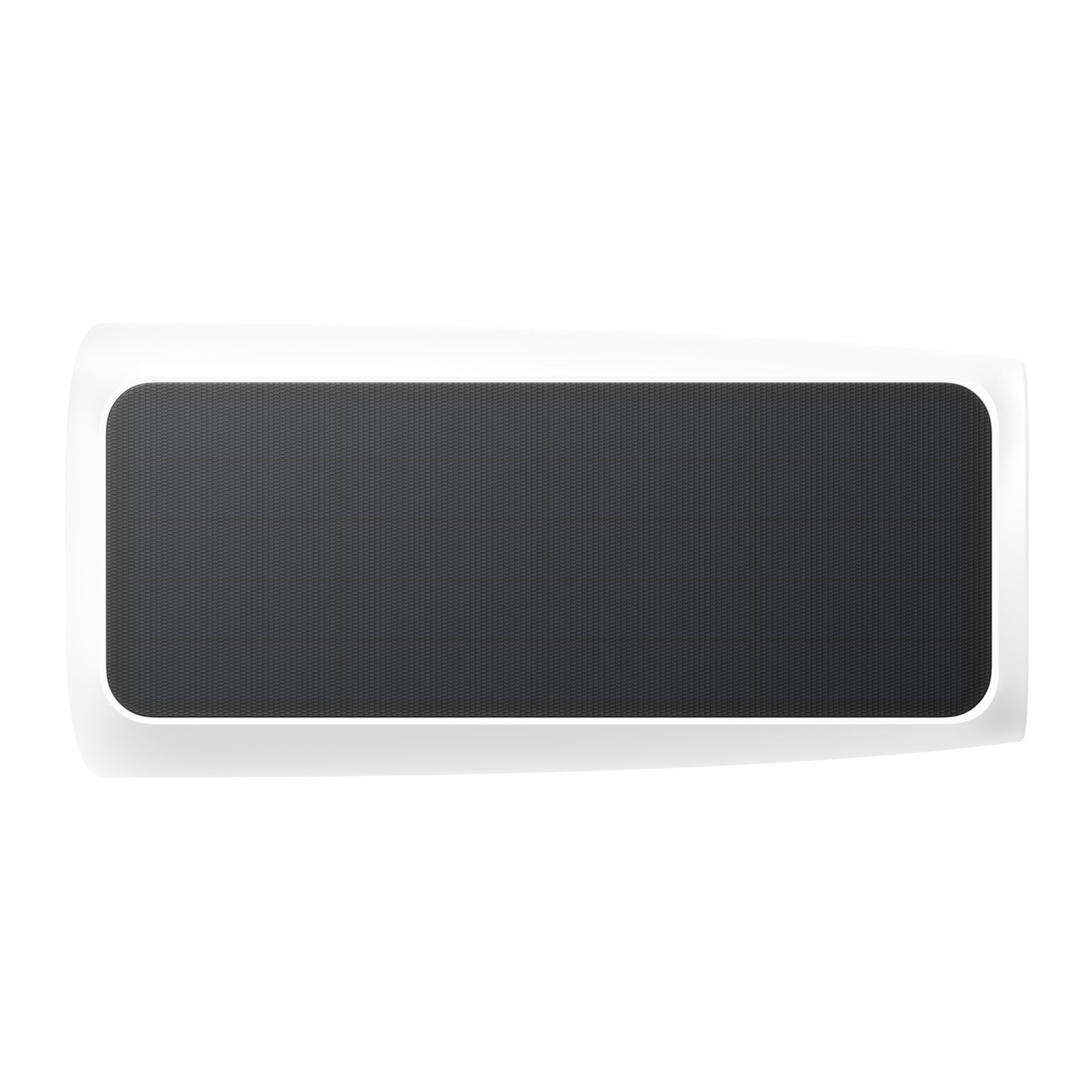 Eufy EufyCam S3 Pro trådløs højttaler, rektangulær, hvid ramme, sort frontgrill, set oppefra.