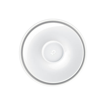 TP-Link Deco X10-5G AX1500 mesh-router, hvid, cirkulær, topvinkel med centralt logo og 5G.
