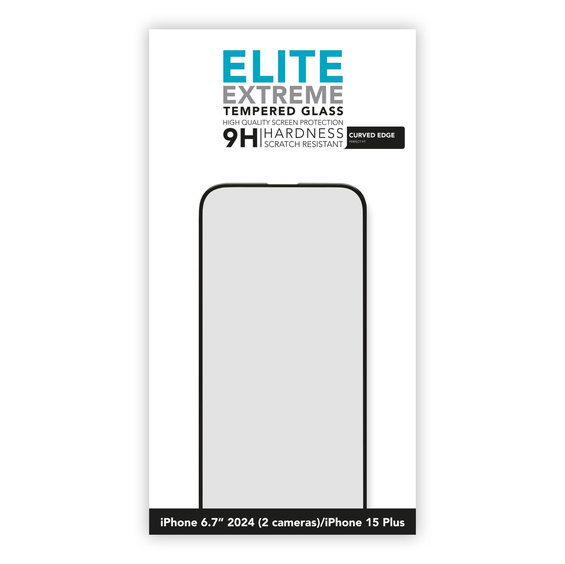 Elite Extreme Curved skærmbeskyttelse til iPhone 16 Plus, 9H ridsemodstand, buede kanter, passer også iPhone 15 Plus 6.7.