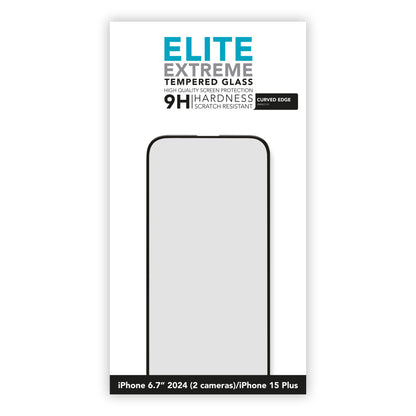 Elite Extreme Curved skærmbeskyttelse til iPhone 16 Plus, 9H ridsemodstand, buede kanter, passer også iPhone 15 Plus 6.7.