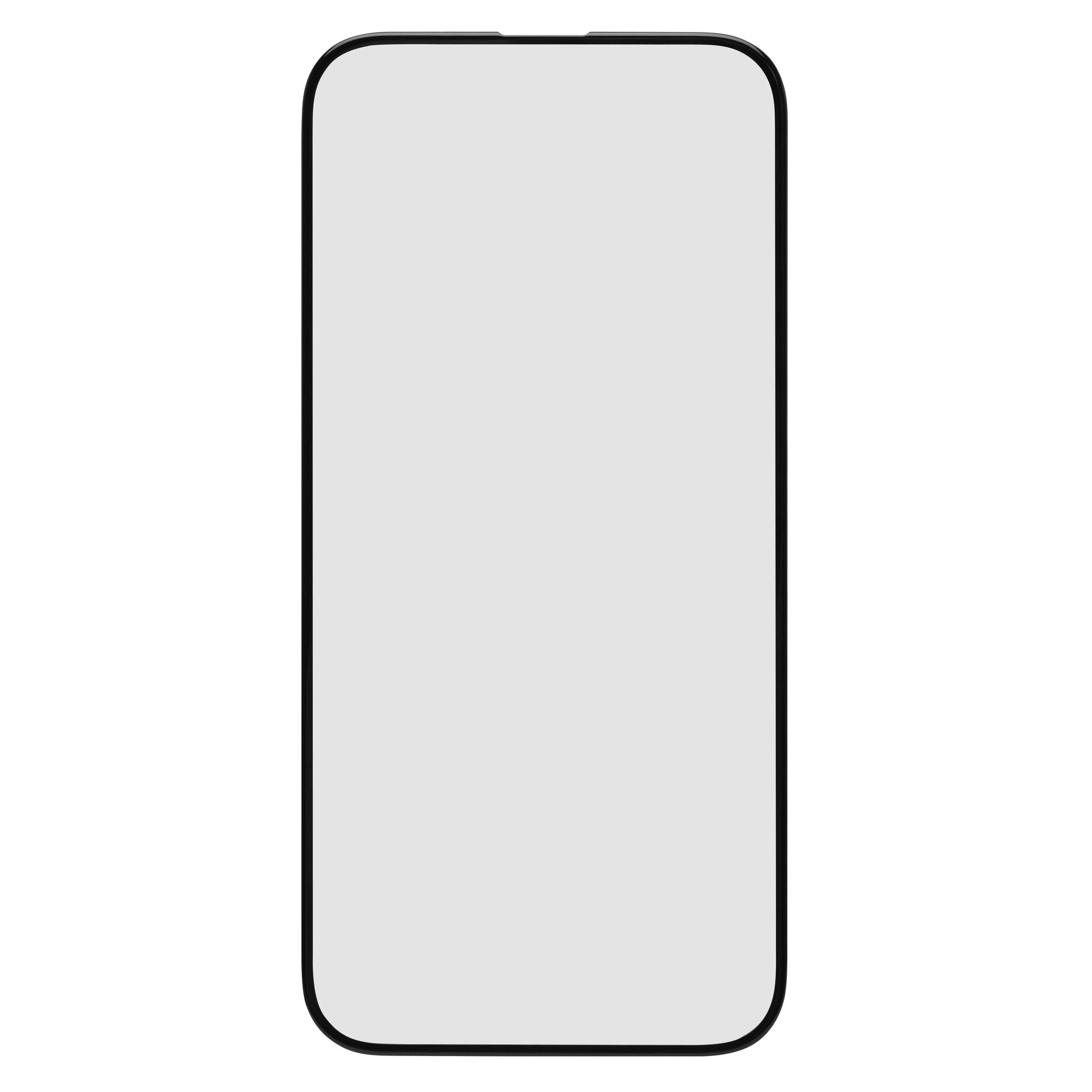 IPhone 16 Plus med Linocell Elite Extreme Curved skærmbeskyttelse, grå skærm, sort ramme, ekstra ridsemodstand.