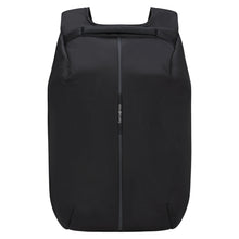 Samsonite Securipac 2.0 computer-rygsæk 15,6" med lodret lynlås, centerlogo, glat overflade og RFID-beskyttelse.