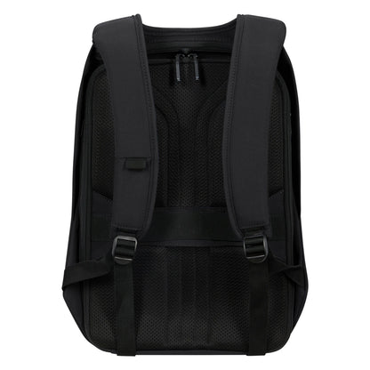Samsonite Securipac 2.0 computer-rygsæk 15,6" set bagfra med polstrede stropper, mesh rygpanel, lynlåslommer og RFID-beskyttelse.