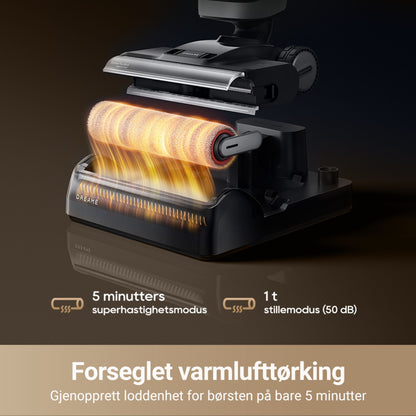Dreame H14 DUAL børstehoved med synlig varm luft, 5-minutters hurtig- og selvclean-funktion samt stille mode 50 dB.