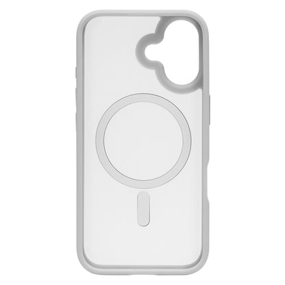 IPhone 16 Hard Case mobilcover hvid, MagSafe-kompatibel, cirkulært opladningsmønster, udskæring til kamera hjørne.