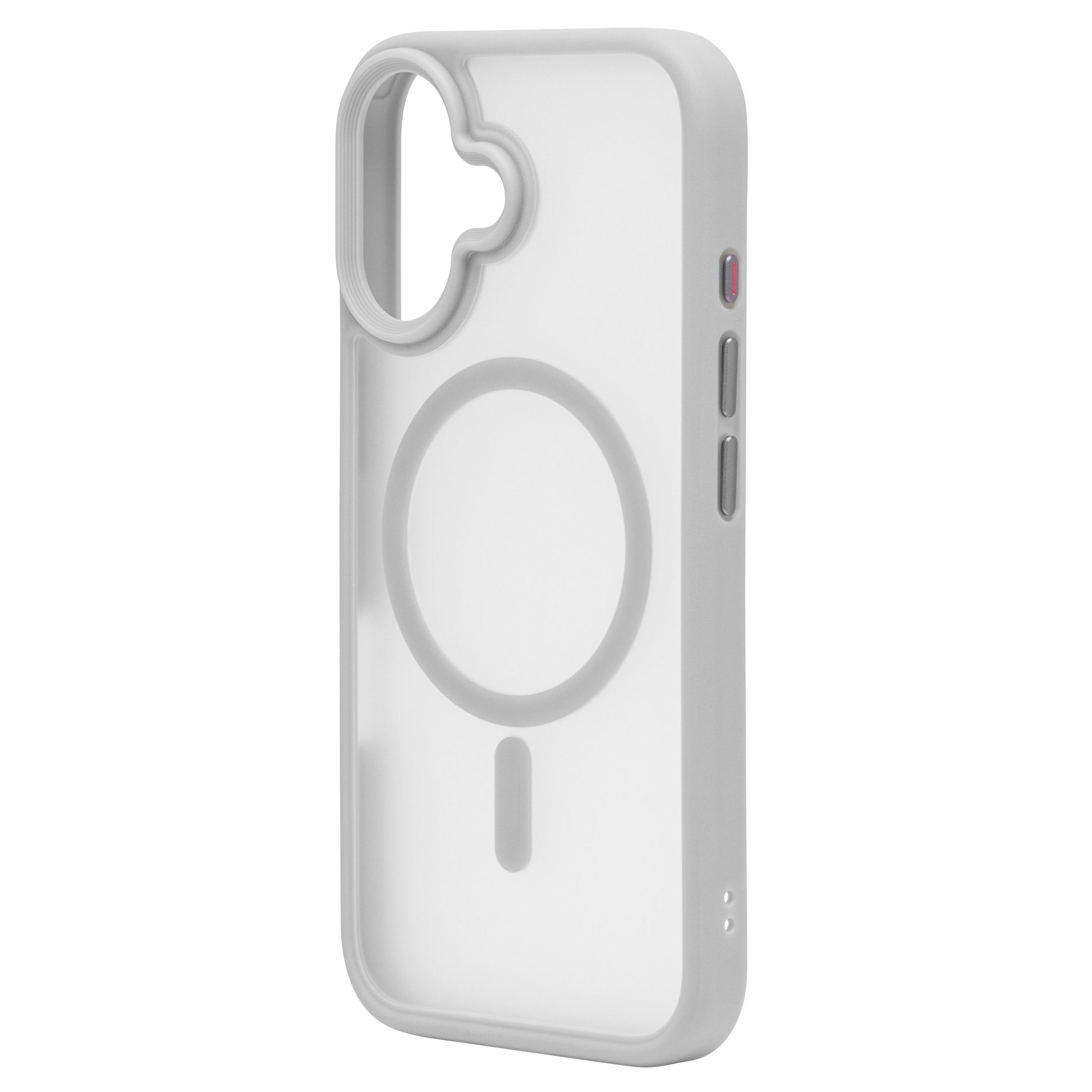 Linocell Hard Case til iPhone 16 hvid med MagSafe-kompatibilitet, stort MagSafe-symbol og præcise udskæringer.