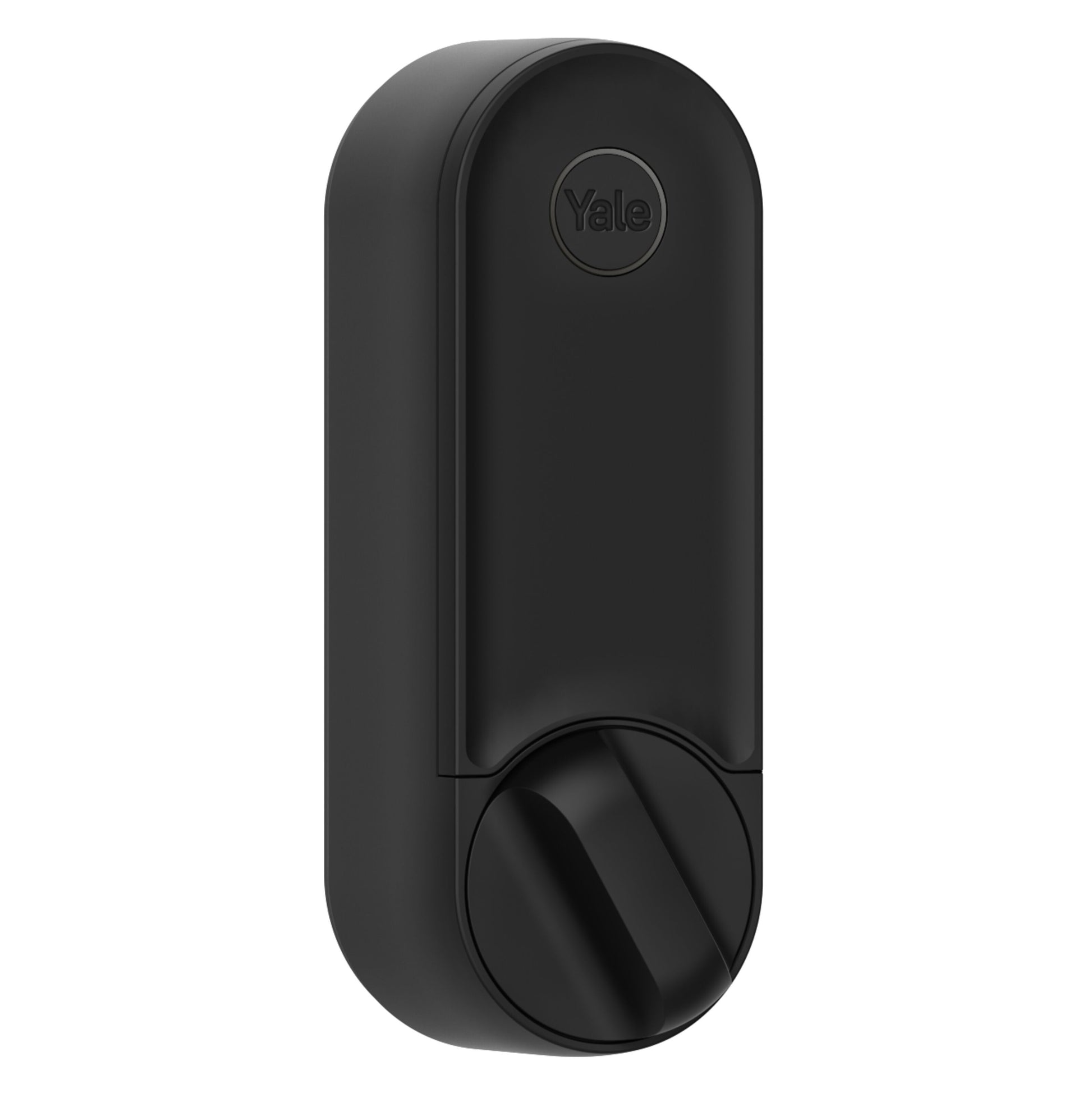 Yale Linus Smartlås L2 sort, cylindrisk smartlås med rundt greb nederst og Yale-logo øverst.