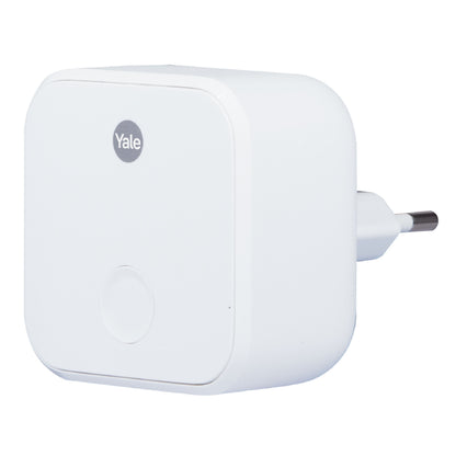 Yale ConnectX Wi-Fi-bro, afrundet rektangulær, frontknap, tobenet stik, til Yale smartlåse og smart home system.