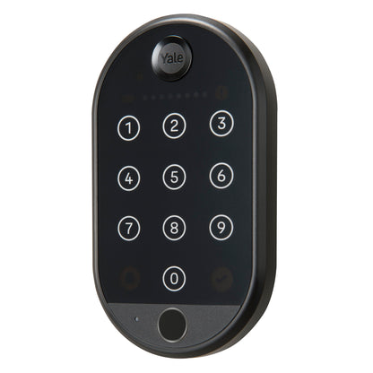 Yale Smart tastatur 2 fingeraftryk sorterer smartlås med oplyst touchscreen og tal 0-9 i gitter.