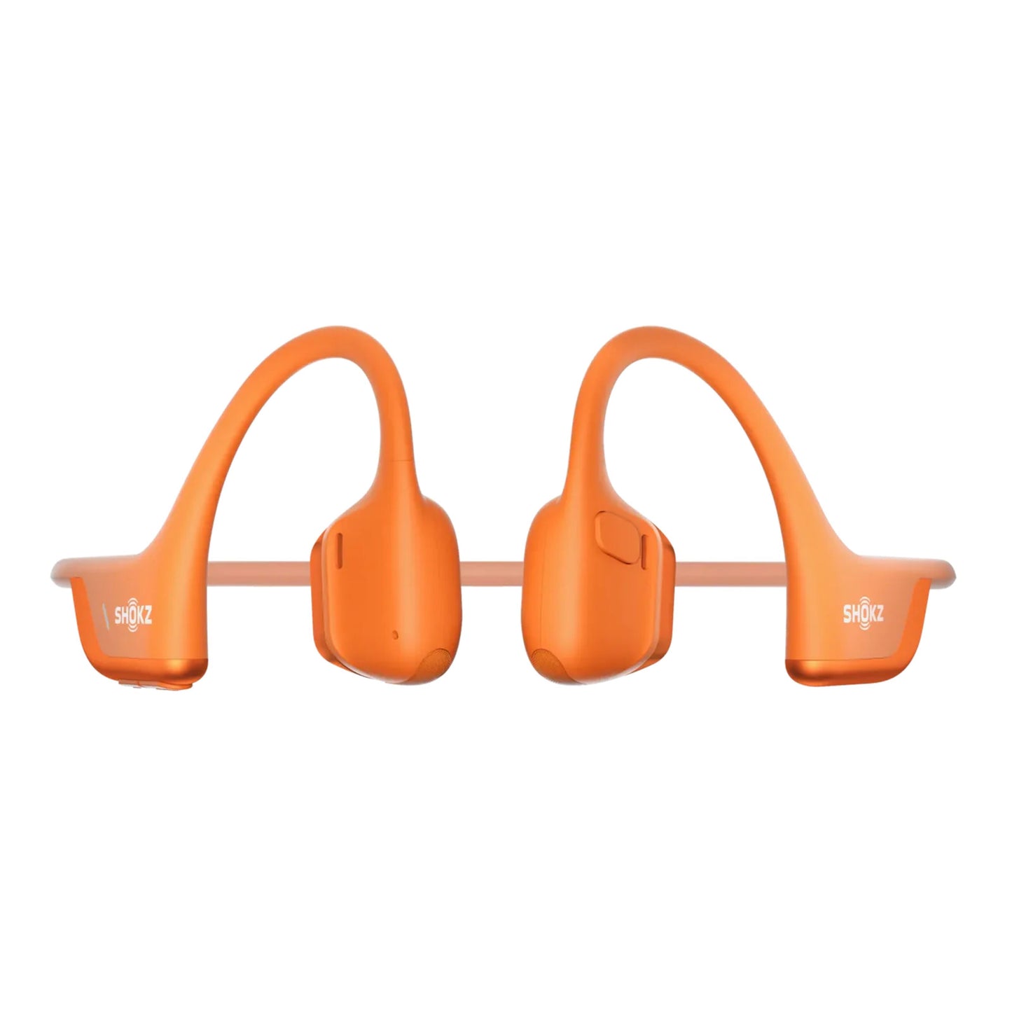 Shokz OpenRun Pro 2 Mini trådløse hovedtelefoner orange, bone conduction, open-ear, slank bøjle med Shokz-logo.